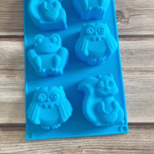 6 cavities Cute Animals silicone soap mold owl silicone mold squirrel mold frog mold animals mold owl soap mold animals soap mold