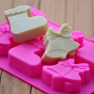 6 cavities Christmas socks and bell silicone soap molds Christmas bell plaster mold Ice mold socks mold resin mold snowman candle mold