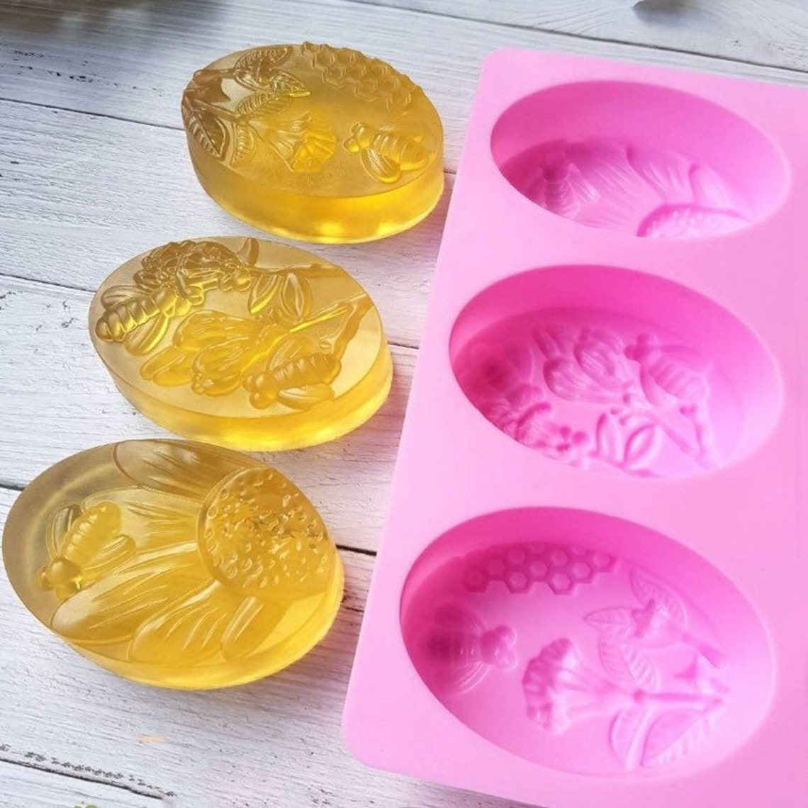 Oval Bee Silicone Soap Mold Soap Mold Silicone Molds Etsy