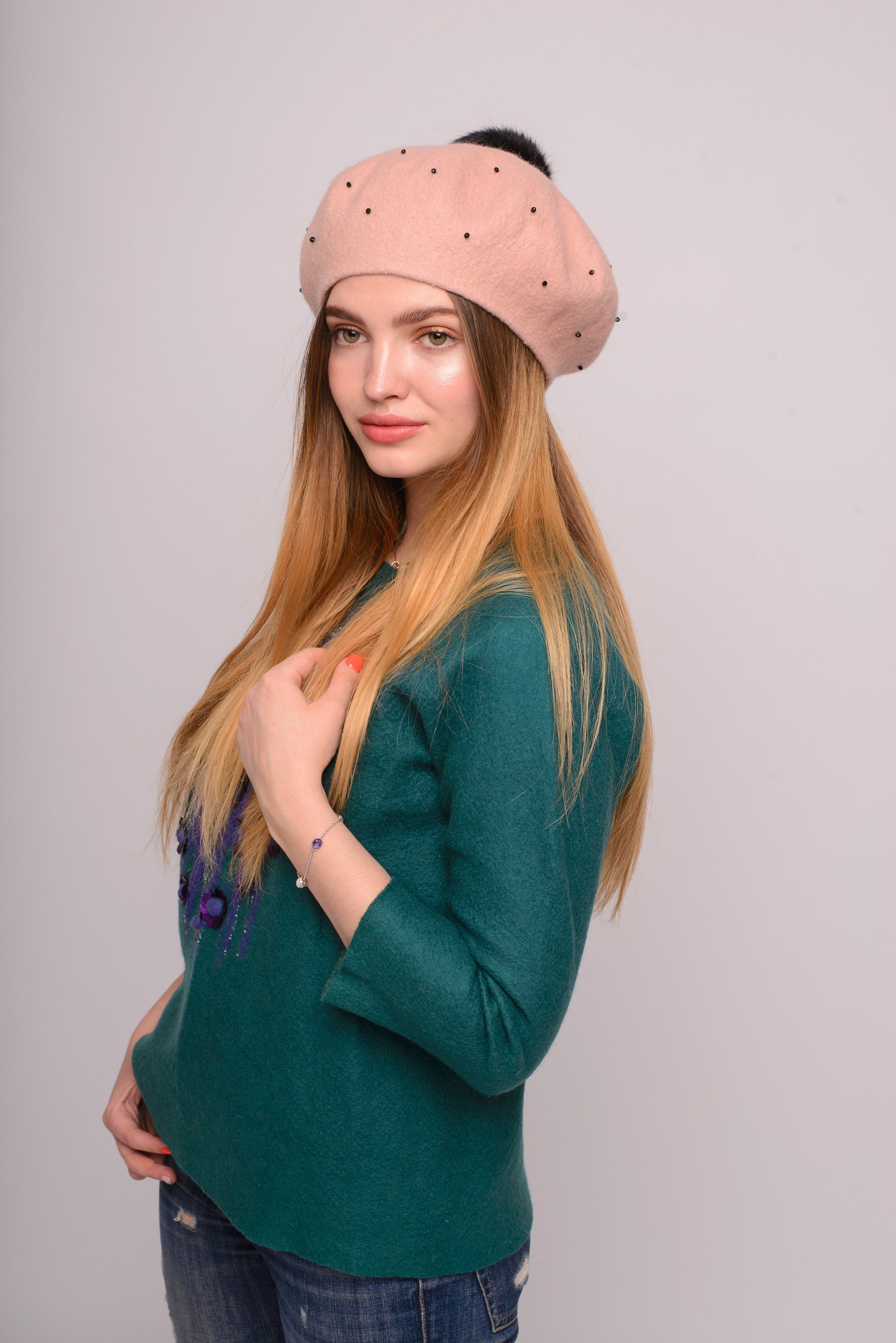 Light pink beret Beret Wool Hat Women's beret Etsy