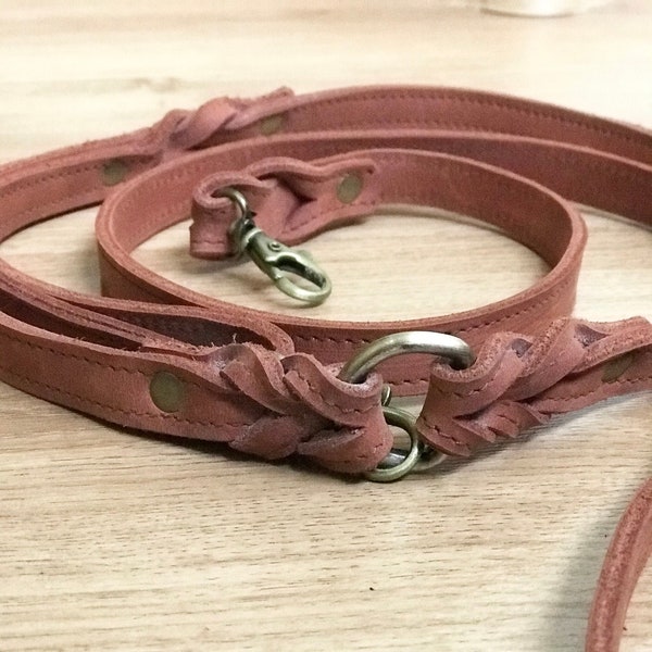 Hands Free Leather Dog Leash Braided, Multi Use, Great for Running and Hiking with your Dog, Adjustable Leash Custom Made