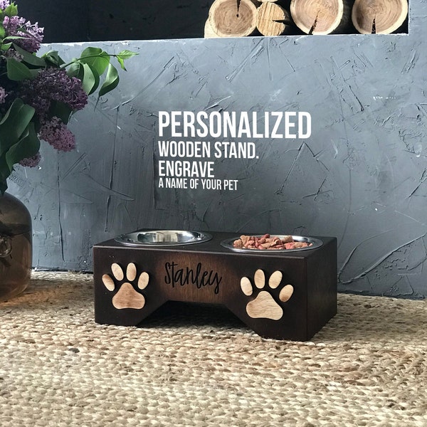 Dog Bowls Stand, Different Color, Wood, Raised Dog Bowl, Elevated Dog Bowl, Rustic Farmhouse Dog Bowl, Dog Feeding Stand
