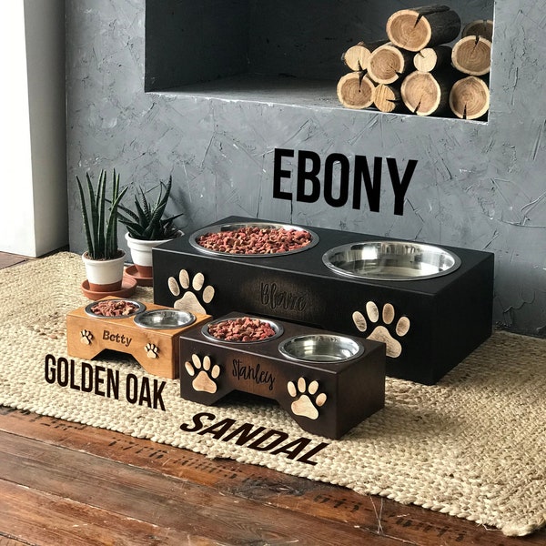 Dog Bowls Stand, Different Color, Wood, Raised Dog Bowl, Elevated Dog Bowl, Rustic Farmhouse Dog Bowl, Dog Feeding Stand