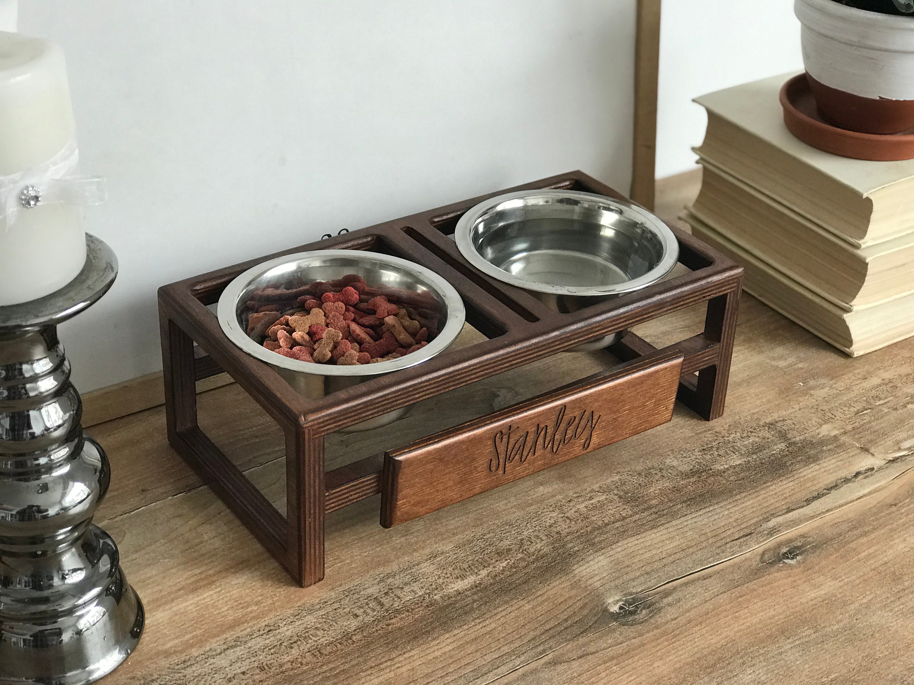 Premium Dog Bowl Stand Different Color Wood Raised Dog Etsy