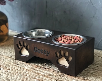 Premium Dog Bowl Stand, Different Color, Wood, Raised Dog Bowl, Elevated Dog Bowl, Rustic Farmhouse Dog Bowl, Dog Feeding Stand