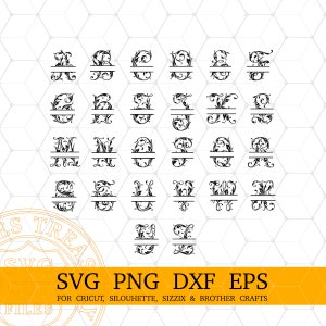 Cricut Monogram Fonts Bundle Svg Png Dxf Eps Cut Files, Digital Download Monogram Svg Bundle for Cricut and Silhouette crafting projects