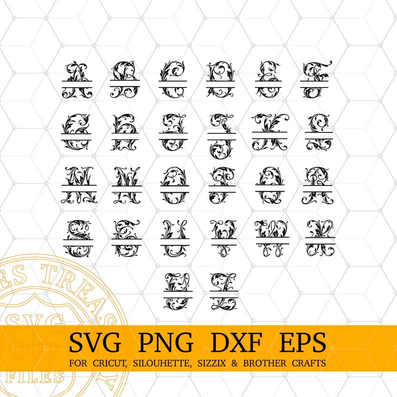 Cricut Monogram Fonts Bundle Svg Png Dxf Eps Cut Files, Digital Download Monogram Svg Bundle for Cricut and Silhouette crafting projects