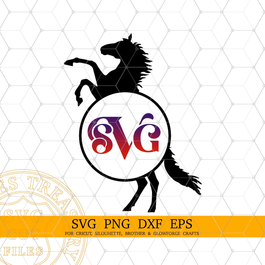 Horse Svg Circle Monogram Frame Svg Stallion Svg Equestrian Etsy