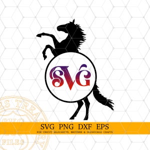 Pferd, Kreis Monogramm Rahmen, SVG, Hengst, Pferdesport Monogramm svg, Pferd Reiten svg, Pferd auf Hinterbeinen svg-Dateien für Cricut