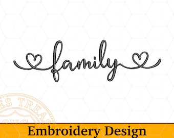 Family Heart embroidery design, Hand Drawn Heart Lettered Family embroidery design pes hus vp3 vip jef exp emd dst xxx file quote embroidery