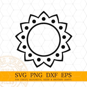 Circle Monogram Frames Svg Png Dxf Eps Cortar archivos para Cricut y Silhouette Monogramming proyectos - MD744