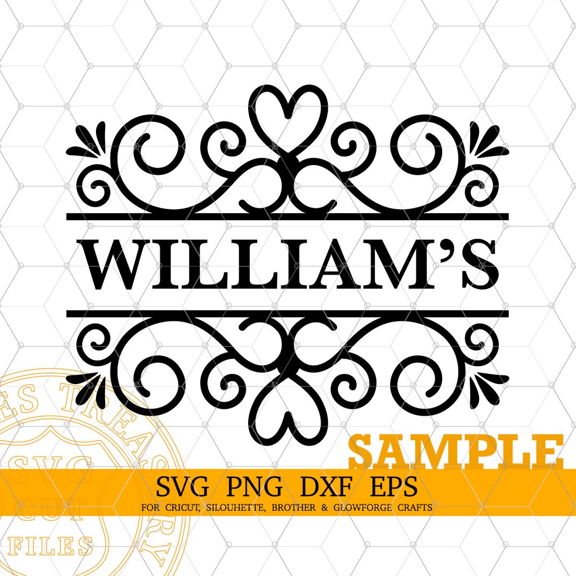Monogram Divider Name Monogram Svg, Family Sign Svg, Split Heart Monogram Frame Svg ...