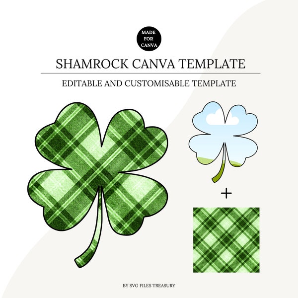 Canva Frame Template, Shamrock Canva Frame, Editable Photo Fill, Create Your Own Drag and Drop Saint Patrick's Day Clover Canva Photo Frame