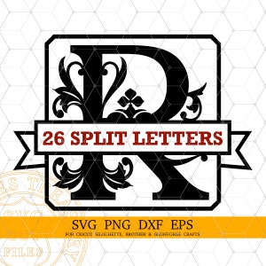 Regal Monogram Svg Dividir letras de monograma quadrado Svg Png Dxf arquivos de corte, Monograma para impressão, Cricut Monograma Alfabeto, Nome monograma