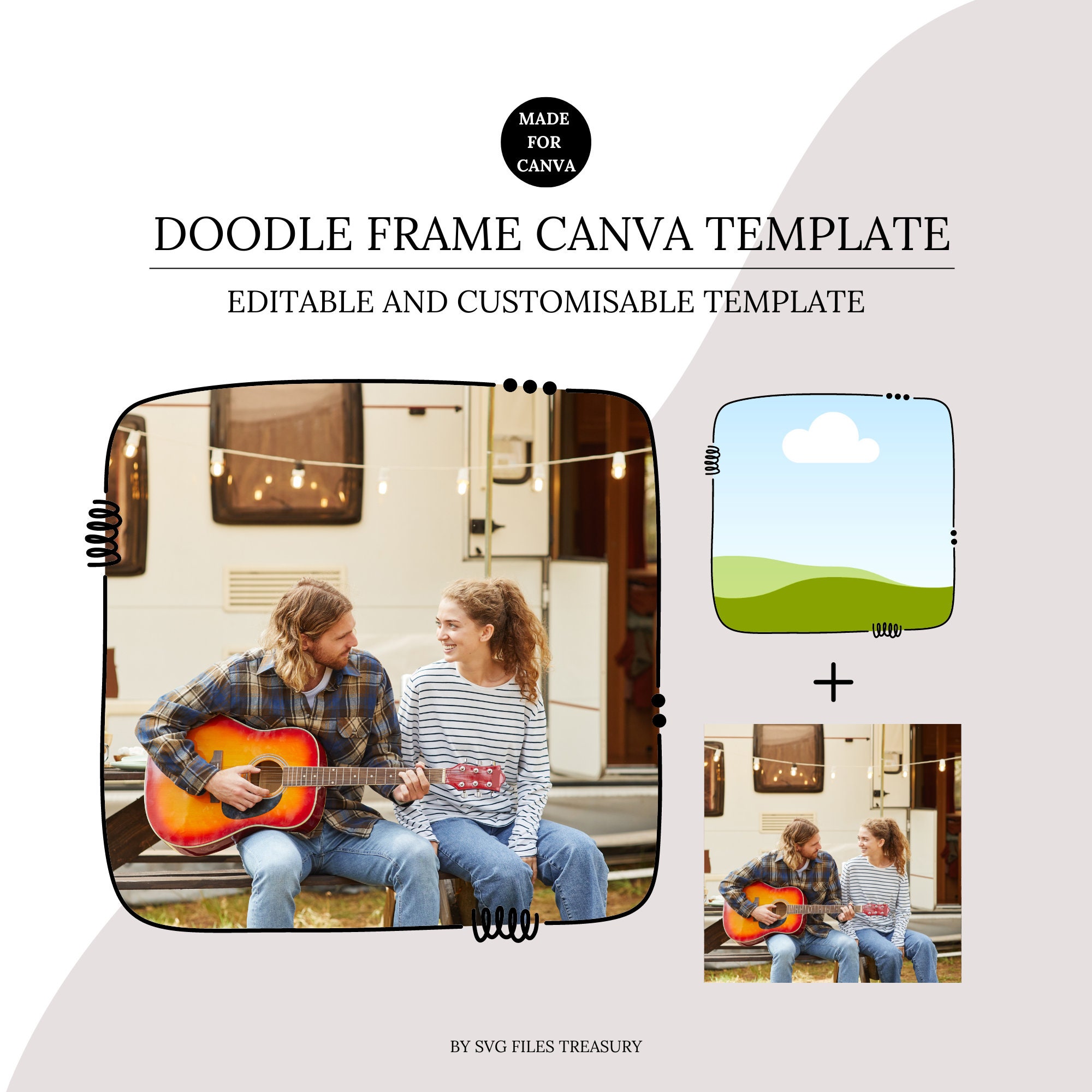 Doodle Frame Canva Template, Canva Photo Frame, Editable Photo Fill ...