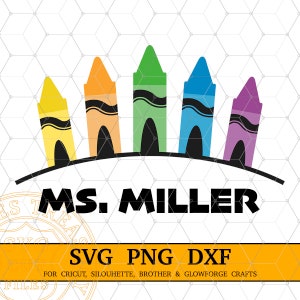 Crayon Svg, Crayon Monogram Svg, Teacher Name Monogram Svg, Crayon Set Svg, Primary Teacher Svg, Crayon Rainbow Svg Archivos de corte para Cricut