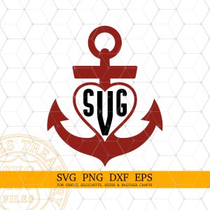 Anker-Monogramm-Svg, Anker-Herz-Monogramm-Svg, Herz-Anker-Svg, Anker-Png, Dxf, Eps, geschnittene Dateien, nautisches Svg, Hochzeits-Svg-Cricut-Design