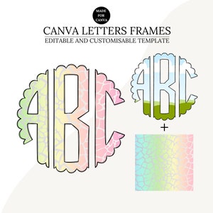 Make your own Scalloped Letters Canva Frame Template, Scalloped Monogram Letters, Editable Photo Fill Alphabet, Create Your Own Drag and Drop Alpha Set Canva Photo Frame
