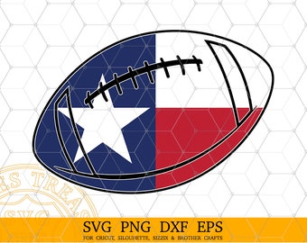 Texas Flag Football Ball Printable Shirt Design Svg Png Dxf Cut and Print Files for Cricut Design space, Silhouette, Sublimation printing.