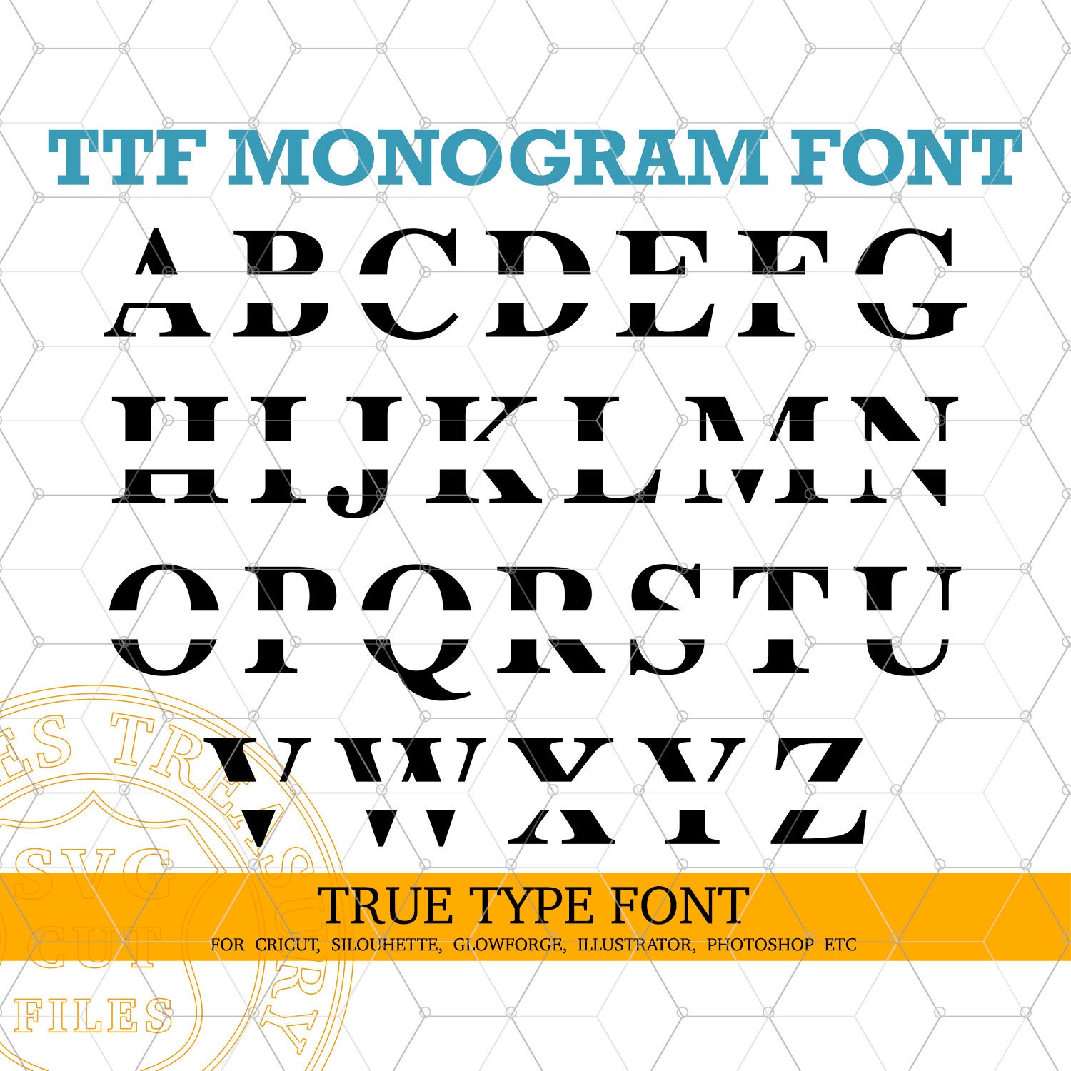 Monograma Romen Split Monogram Letters, Roman Clean Cut Through True Type Installable ...