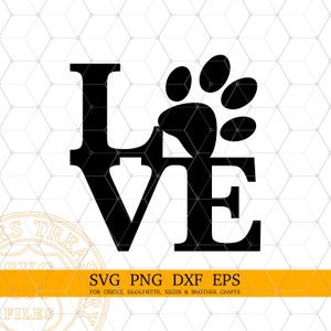 Paw Love Svg Dog Paw Shirt Design Svg Archivos de corte para Cricut y Silhouette, Veterinario Svg, Animal Svg, Descarga digital, Png imprimible