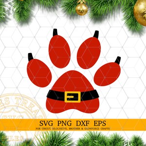 Cão de Natal Santa Paw Print Svg, Paw with Claws Svg, Papai Noel Suit Paw Svg, Christmas Paw Svg, Download digital Svg, Modelo de pata