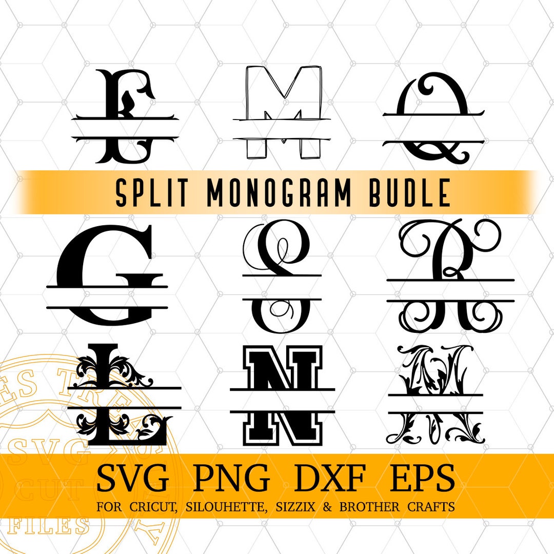 Cricut Split Monogram Svg Font Bundle, PLR Designs, Monogram Fonts for ...
