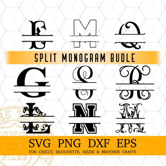 Cricut Split Monogram svg font bundle, PLR designs, Monogram fonts for Cricut, Monogram svg files for Cricut Silhouette Monogram letters svg