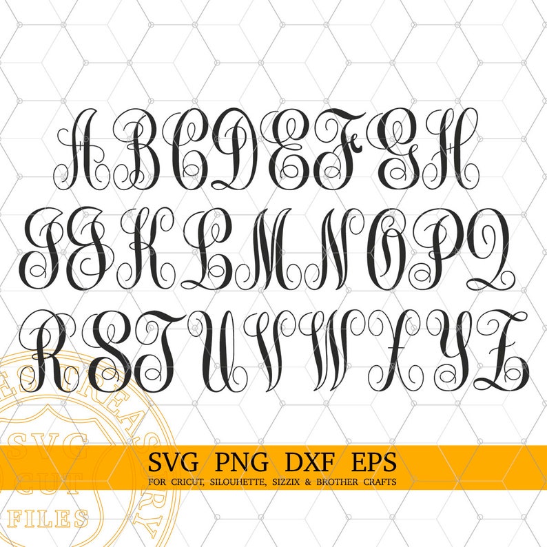 Monogram Svg, TTF Vine Monogram Font, Fancy Monogram Alphabet, Family Monogram, Installable font, Digital Download, Typing Font Cricut