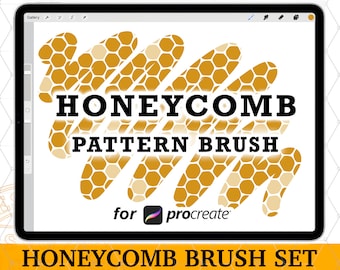 Seamless Honeycomb Pattern Procreate Brush, Digital Drawing Background