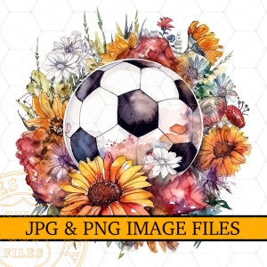 Futebol Png, Bola de futebol com imagem de sublimação de flores Arquivos Png e Jpg, Design de camisa de mãe de futebol Png, Bola de futebol em aquarela