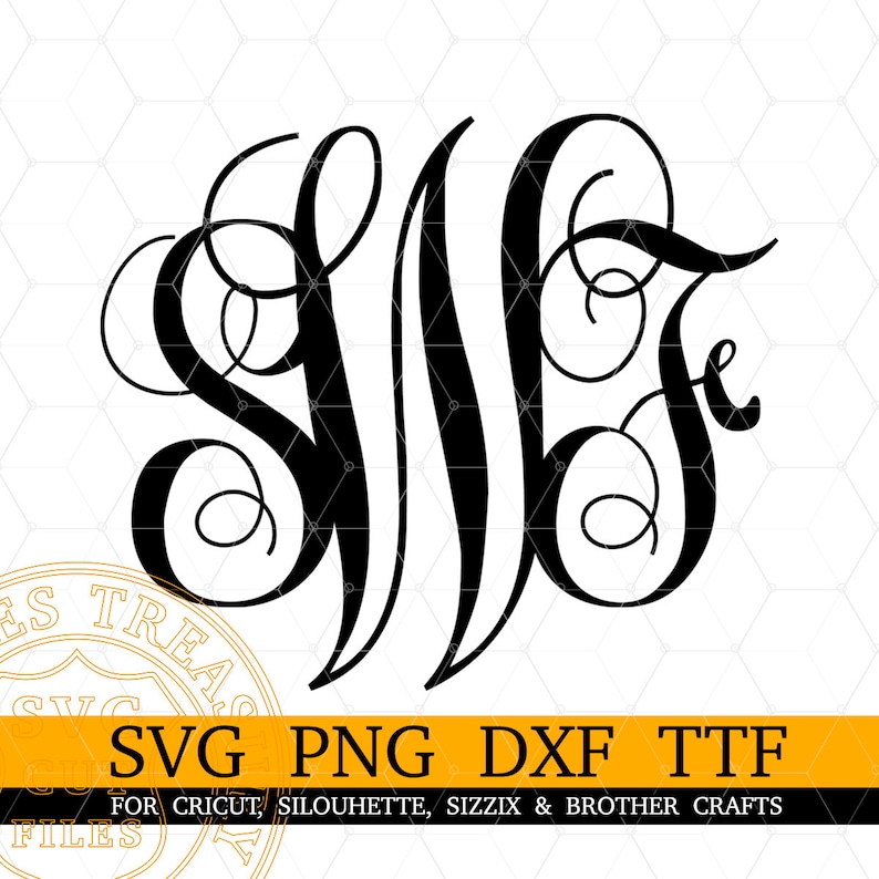 Vine Monogram Svg and ttf font, Fancy Monogram Alphabet Svg Png Dxf cut files, Installable font, Typing Cricut Font image 1