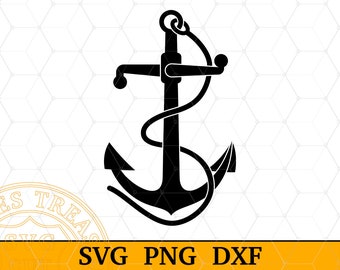 Anchor SVG, Anchor Clipart, Boat Ship Anchor with Rope Svg Files for Cricut, Silhouette, Glowforge Laser engraving, Nautical Dxf cut files