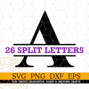 Monogram Font Svg Letters Png Dxf Cut Files, Cricut Monogram Frame A, Split Name Alphabet Letters Svg Cut Files for Cricut and Silhouette