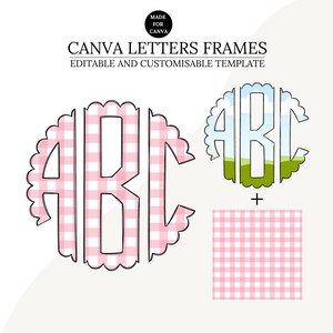 Canva Frame Templates, Scalloped Monogram Letters, Editable Photo Fill Alphabet, Create Your Own Drag and Drop Alpha Set Canva Photo Frame
