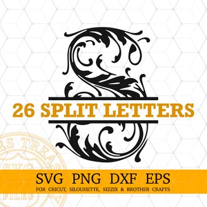 Carattere floreale monogramma svg png dxf eps file Cricut font Silhouette font, Split Monogram Svg Cut Files per Cricut Digital Download