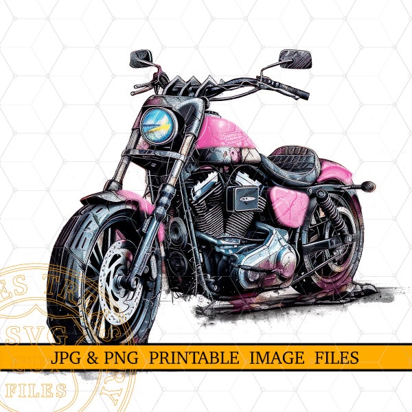 Pink Motorcycle Png Sublimation Design, Harley Motorcycle Png Clipart, Pink Motorbike Png, Girl Biker shirt png, Pink Biker png image