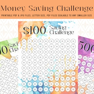 Sfida per il risparmio di denaro, Pacchetto stampabile Tracker di risparmio, Risparmia 100 200 500 Dollar Challenge, Master Resell Rights Modello di risparmio stampabile