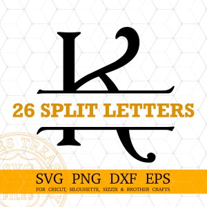 Split monogram Svg-lettertype letters, monogram alfabet svg png dxf-bestanden Cricut lettertype, silhouet lettertype, digitale download, Svg-bestanden voor Cricut