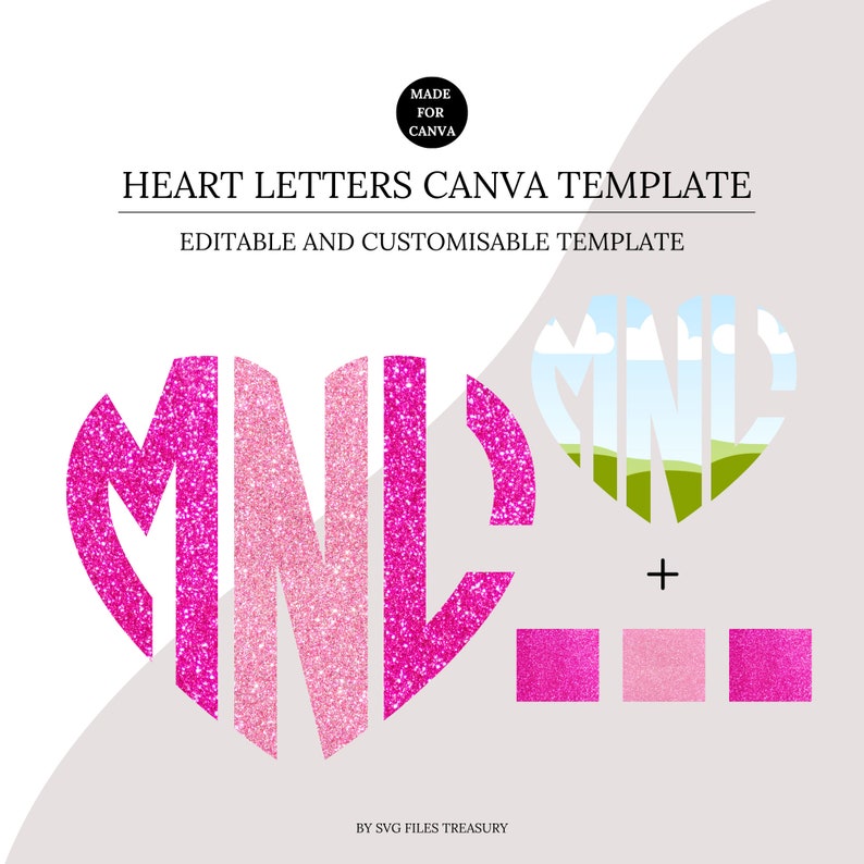 Make your own Letters Canva Frame Template, Heart Monogram Letters, Editable Photo Fill Alphabet, Create Your Own Drag and Drop Alpha Set Canva Photo Frame