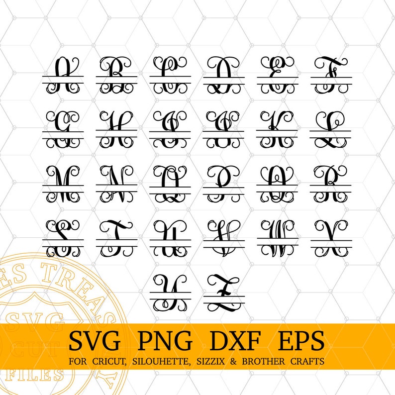Split Interlocking Monogram font letters svg png dxf eps files, Cricut font, Silhouette font, Digital Download Svg Cut Files for Cricut