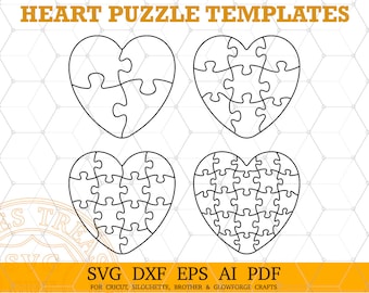 Heart Jigsaw Puzzle SVG Template, Laser Cut Files (Digital Download)