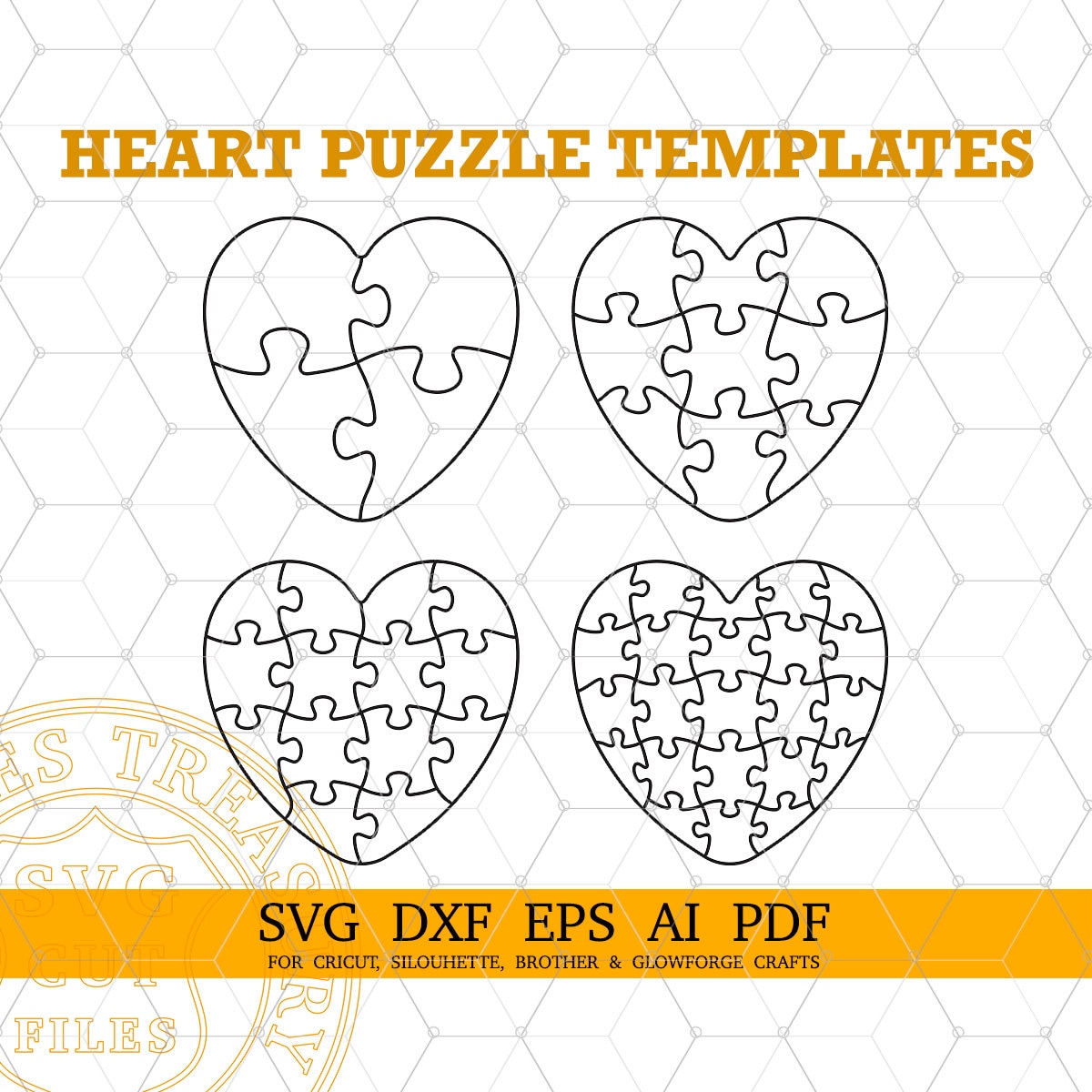 Jigsaw Puzzle Template 7x10 pieces for kids ai, dxf, svg cut files