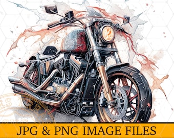 Diseño de sublimación de Harley en acuarela PNG, esposa de motociclista PNG, camisa de motociclista PNG, imagen prediseñada de motocicleta, motocicleta Png, Harley Png, DTG png