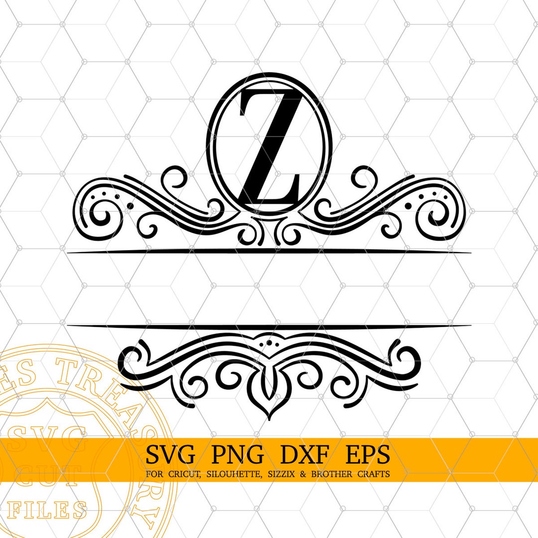 Split Letter Z Monogram SVG, Fancy Flourish Last Name Divider Frame ...