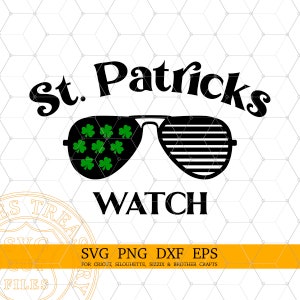 St Patricks Day Watch Aviator Glasses con Shamrock Svg File, St Patricks Day Patrol Shirt Digital Design Svg Files per Cricut Silhouette