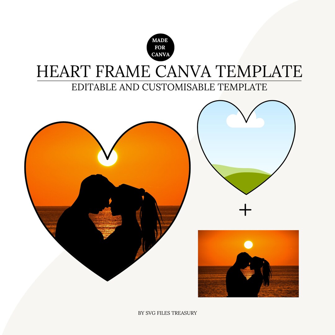 Heart Canva Frame Template, Valentine Canva Photo Frame Template ...