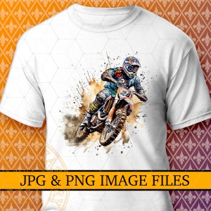 Motocross Dirt Bike shirt Png Clipart Sublimation Watercolor Clipart, Dirt Bike Png Digital Download for T-Shirt Printing Direct to Fabric Iron on