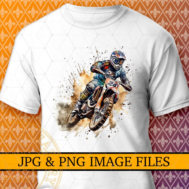 Motocross Dirt Bike shirt Png Clipart Sublimation Watercolor Clipart, Dirt Bike Png Digital Download for T-Shirt Printing Direct to Fabric Iron on