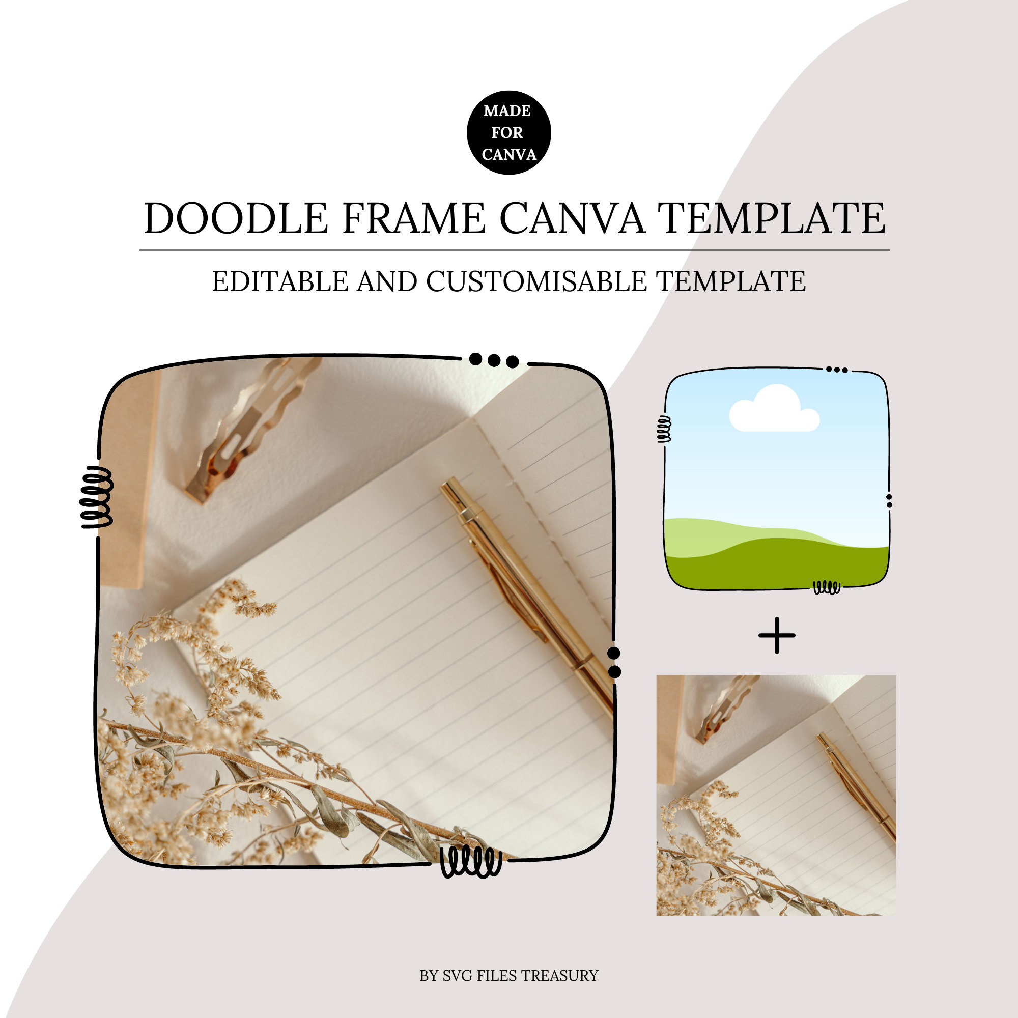Doodle Frame Canva Template, Canva Photo Frame, Editable Photo Fill ...